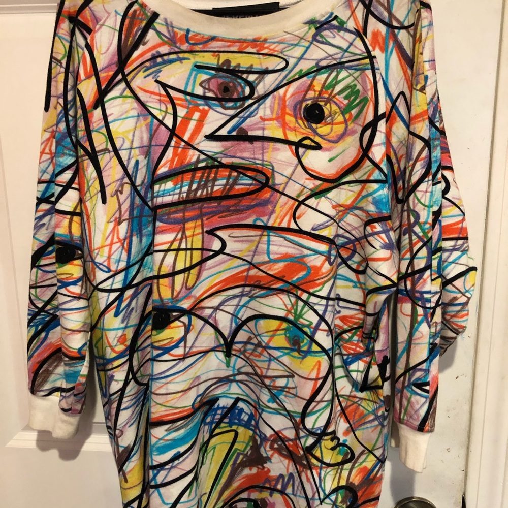 Jeremy Scott abstract scribbleprint sweaterdress